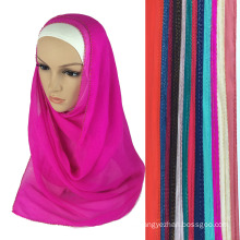 100% Silk beading hijab+turc muslim scarf